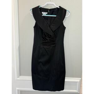 Kay Unger Sheath Black Portrait Collar Party Cocktail Sz 8 Sleeveless Dress